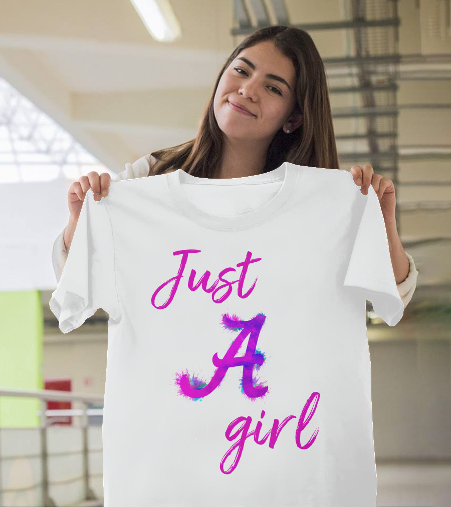Just A Girl Aesthetic Calligraphy Bright Colors T-Shirt