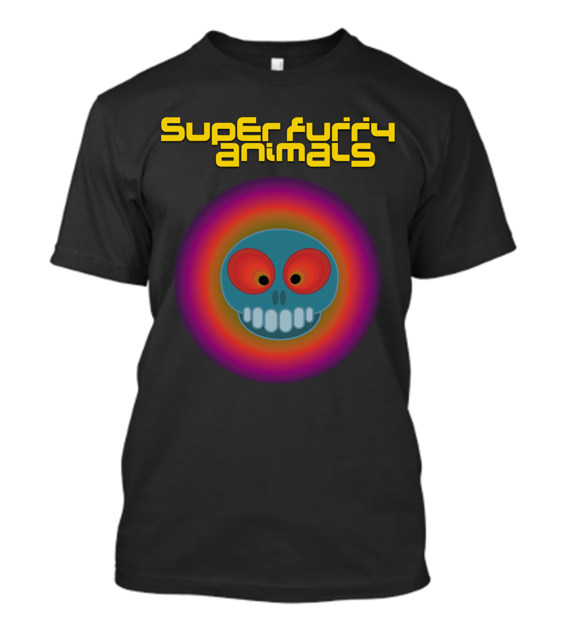 Super Furry Animals Rings Around The World Album Icon With Psychedelic Skull T-Shirt