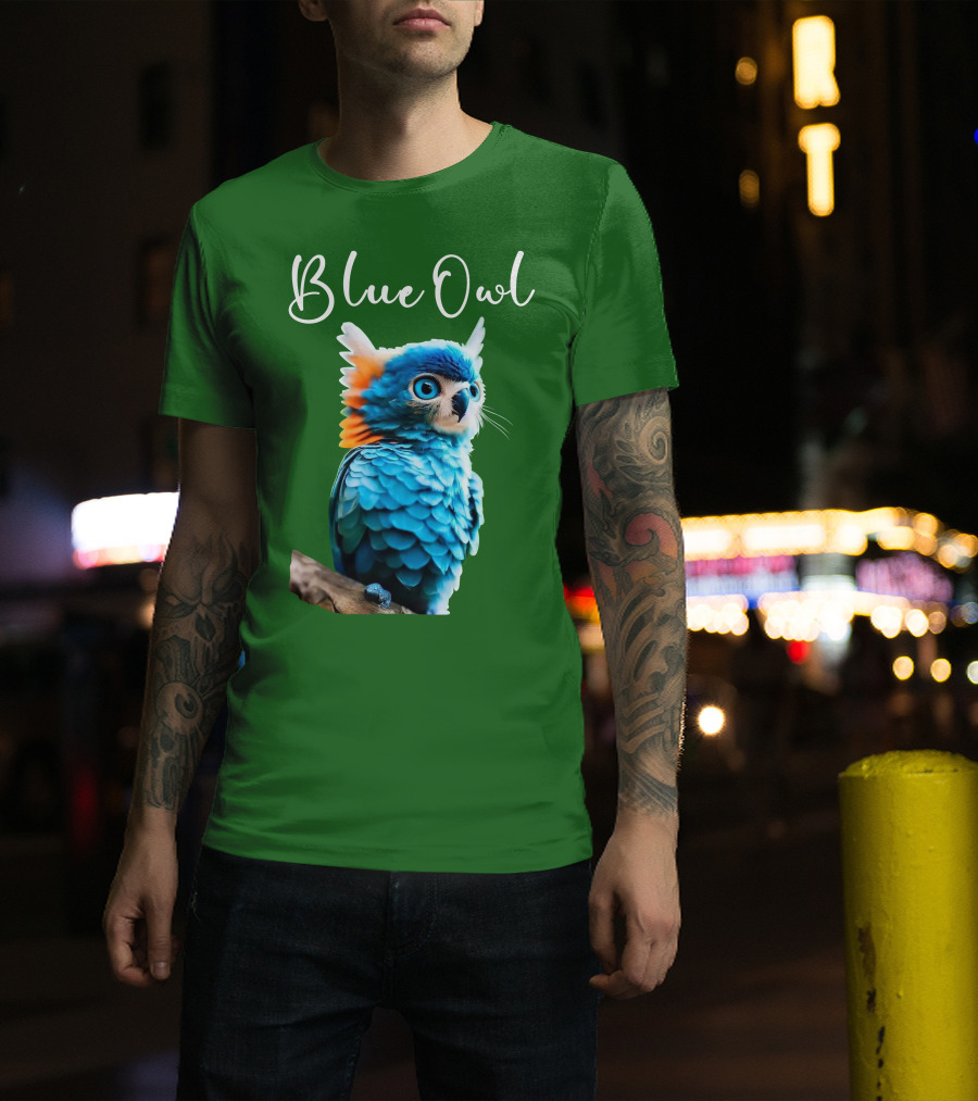 Beautiful Blue Owl Fantasy Creature T-Shirt