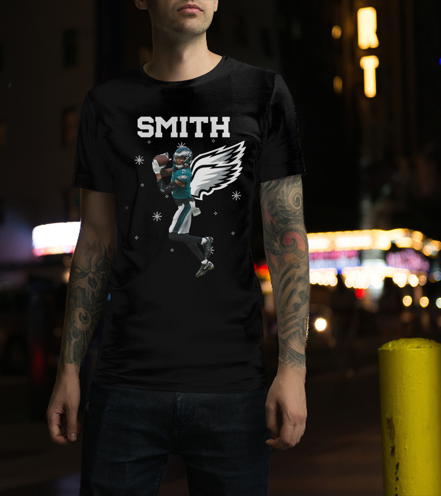 Smith DeVonta Eagles Wings Christmas PE T-Shirt