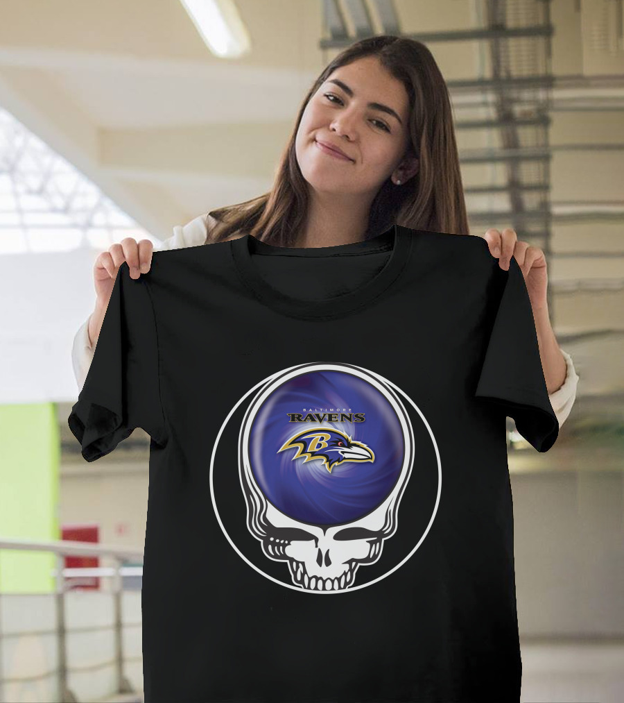 Baltimore Ravens Grateful Dead Skull T-Shirt