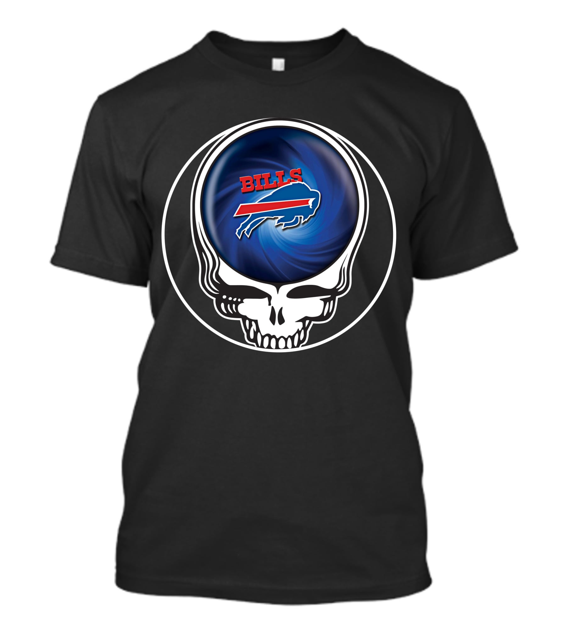 Buffalo Bills Grateful Dead Skull Icon With Spiral T-Shirt