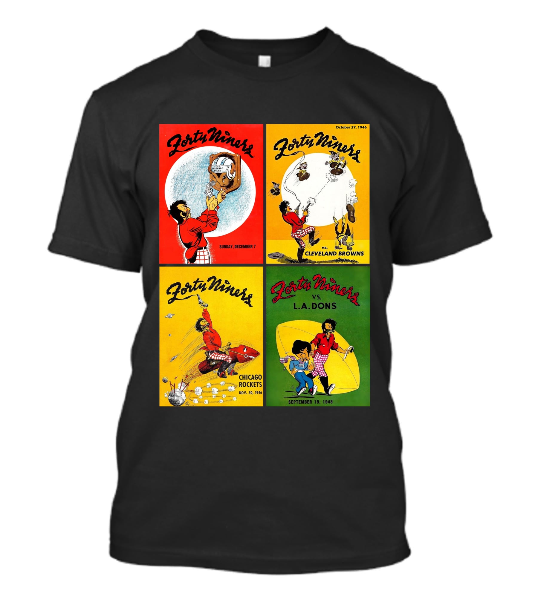 San Francisco Forty Niners Cleveland Browns Chicago Rockets L.A. Dons 1946 T-Shirt