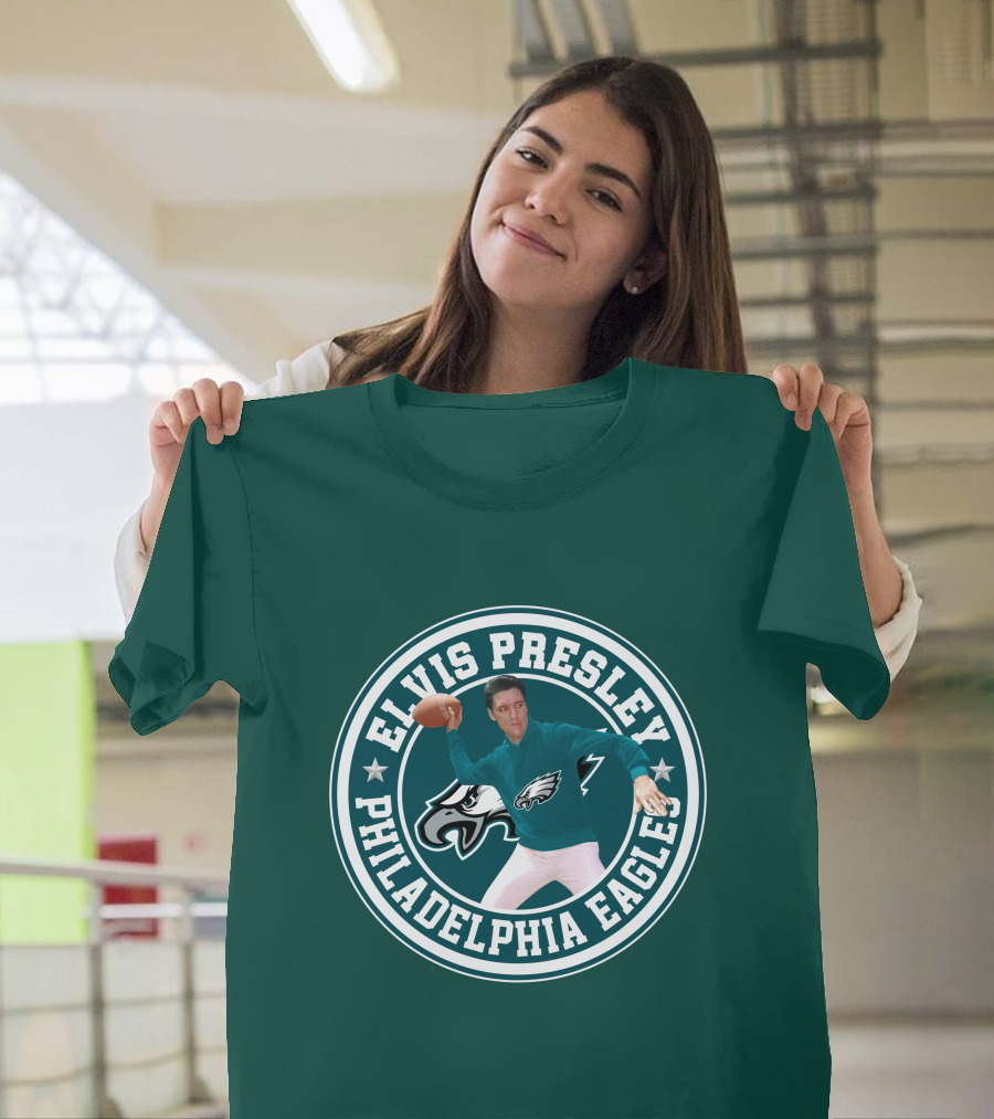 Elvis Presley Philadelphia Eagles Football Quarterback T-Shirt