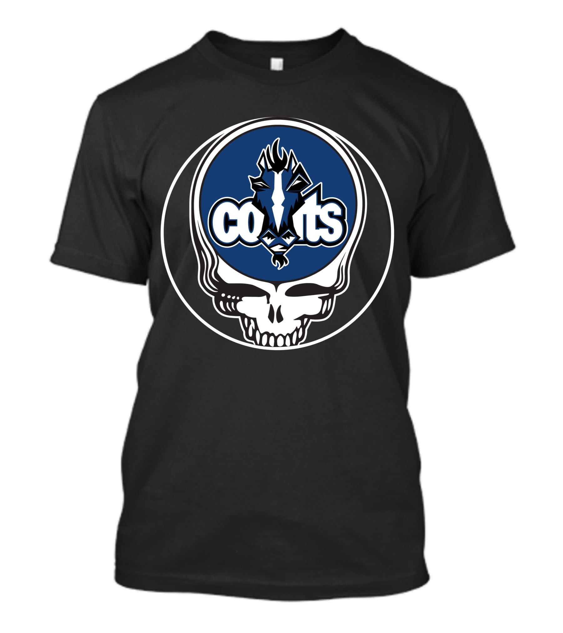 Indianapolis Colts Skull Logo Blue Lightning Head T-Shirt