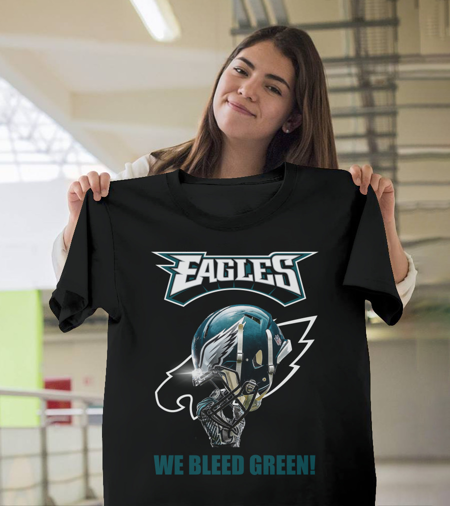 Eagles We Bleed Green Helmet T-Shirt