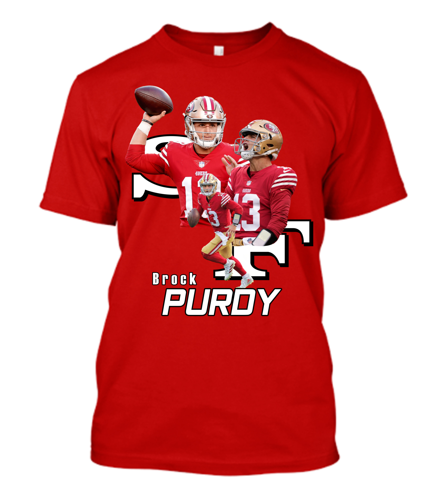 Brock Purdy NFL Quarterback Action Collage T-Shirt