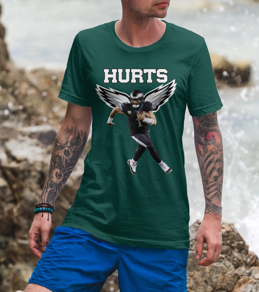 Hurts Eagles Quarterback Wings Football T-Shirt