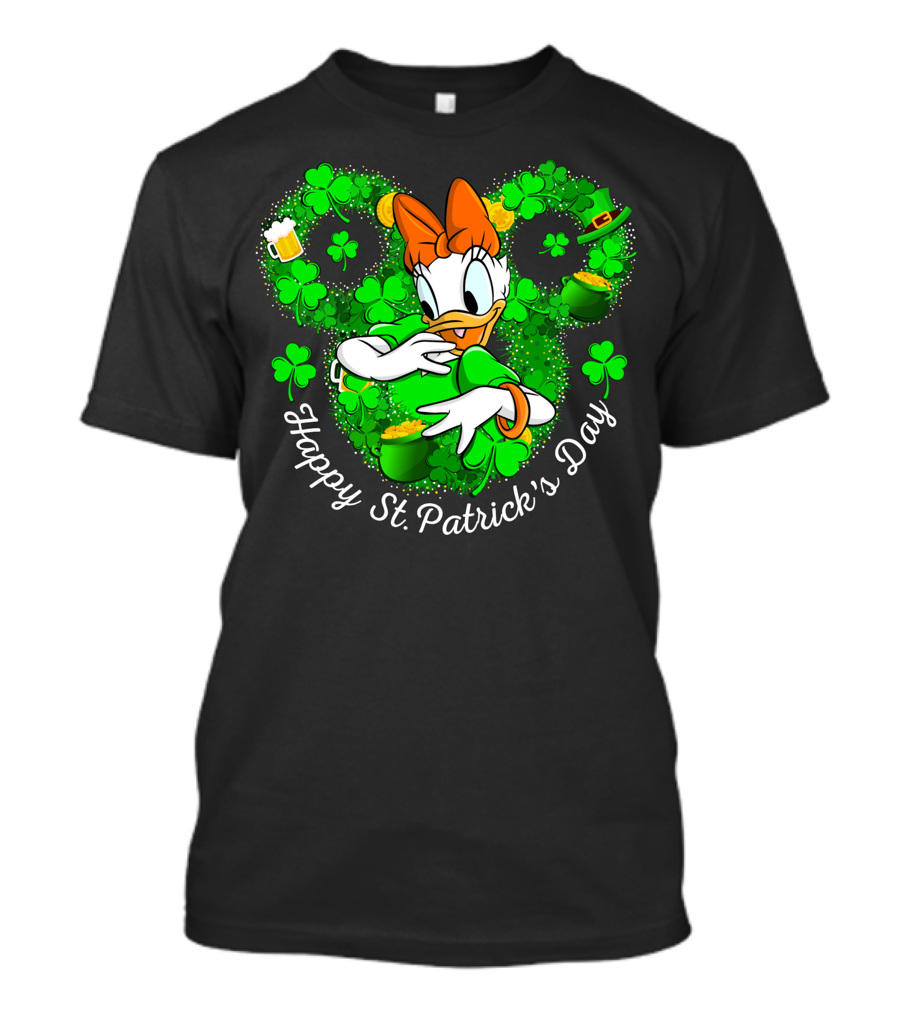 Daisy Duck Happy St. Patrick's Day Shamrocks And Pot Of Gold T-Shirt