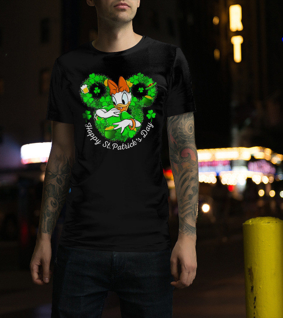 Daisy Duck Happy St. Patrick's Day Shamrocks And Pot Of Gold T-Shirt