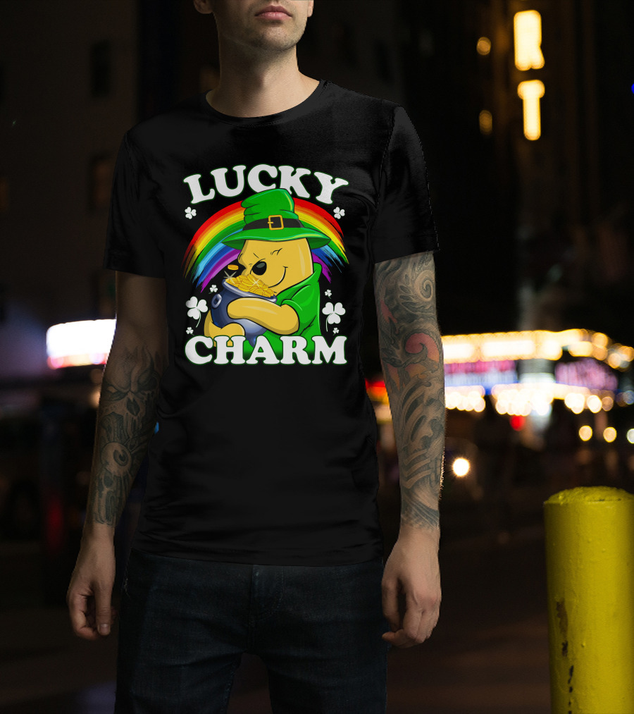 Pooh Lucky Charm Rainbow Leprechaun Clover Gold T-Shirt