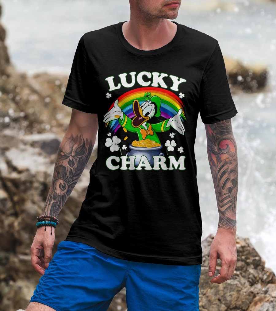 Lucky Charm Donald Pot Of Gold Rainbow Clovers T-Shirt