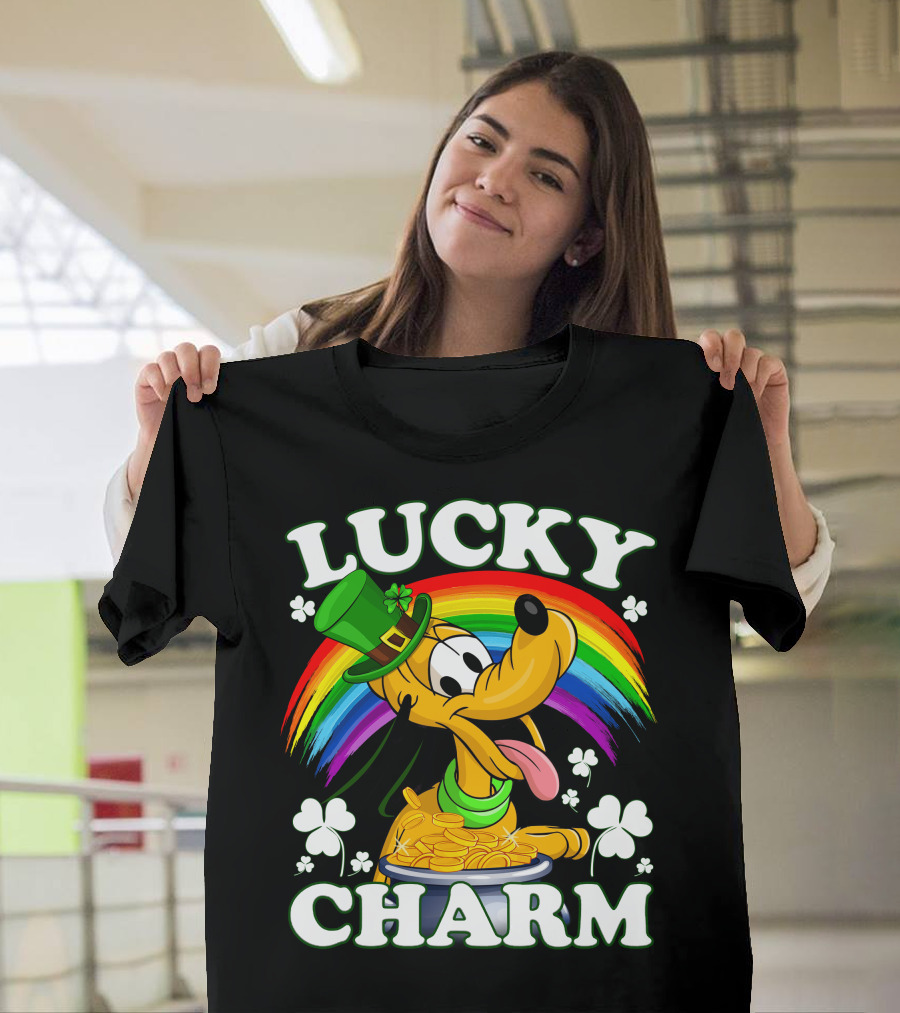 Lucky Charm Pluto Rainbow Clover Hat Coins T-Shirt