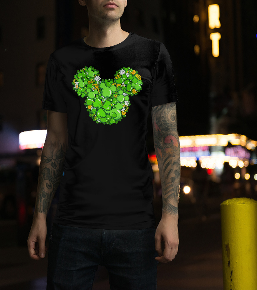 Mickey Head St Patrick's Day Clover Beer T-Shirt