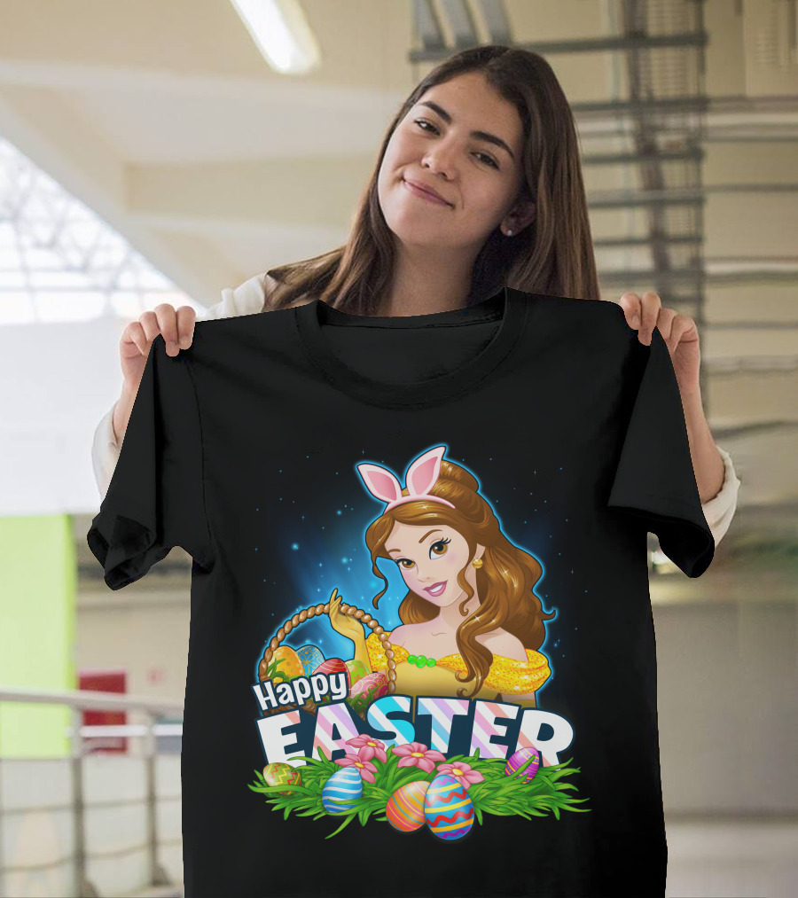 Bella Happy Easter Bunny Ears With Easter Eggs And Flowers T-Shirt