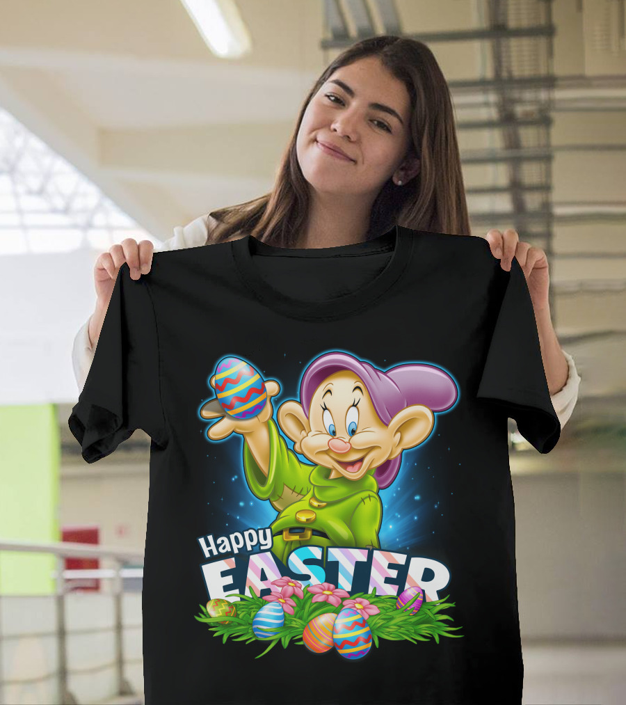 Dopey Happy Easter Colorful Eggs And Flowers T-Shirt