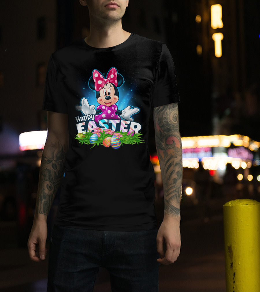 Minnie Mouse Happy Easter Eggs And Flowers Celebration T-Shirt