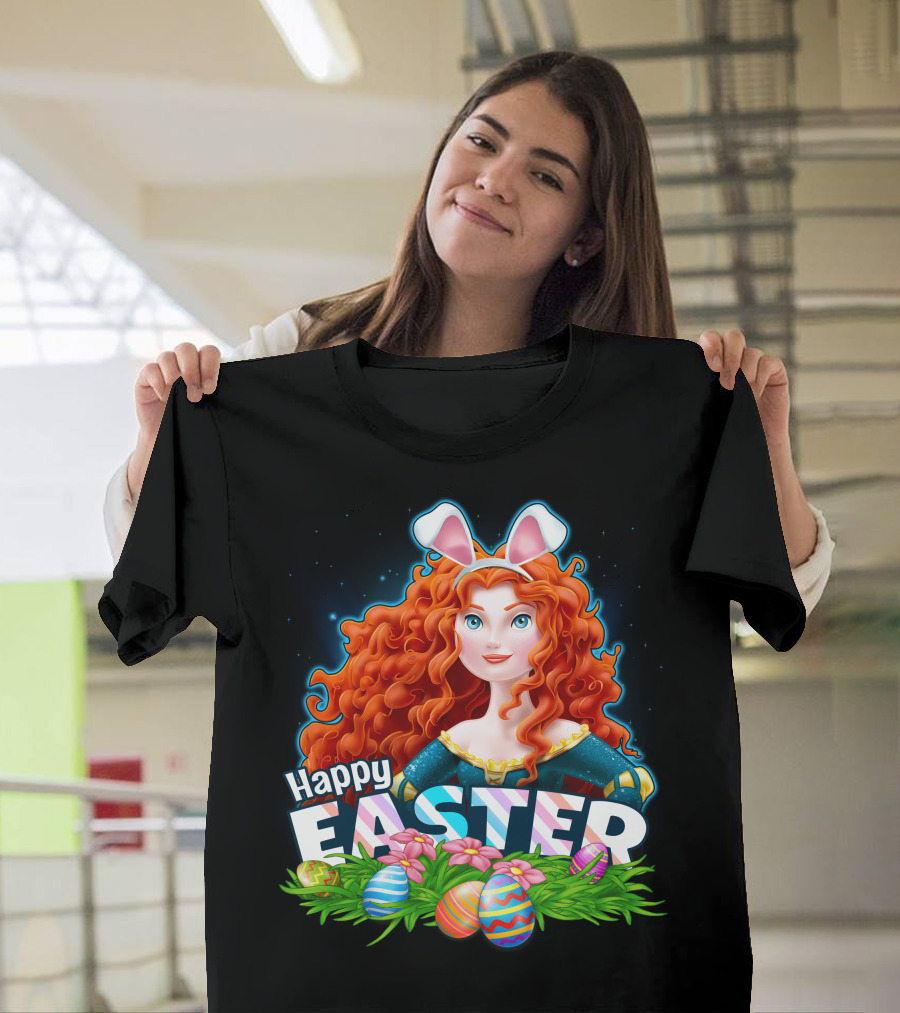 Merida Easter Celebration With Bunny Ears And Colorful Eggs T-Shirt