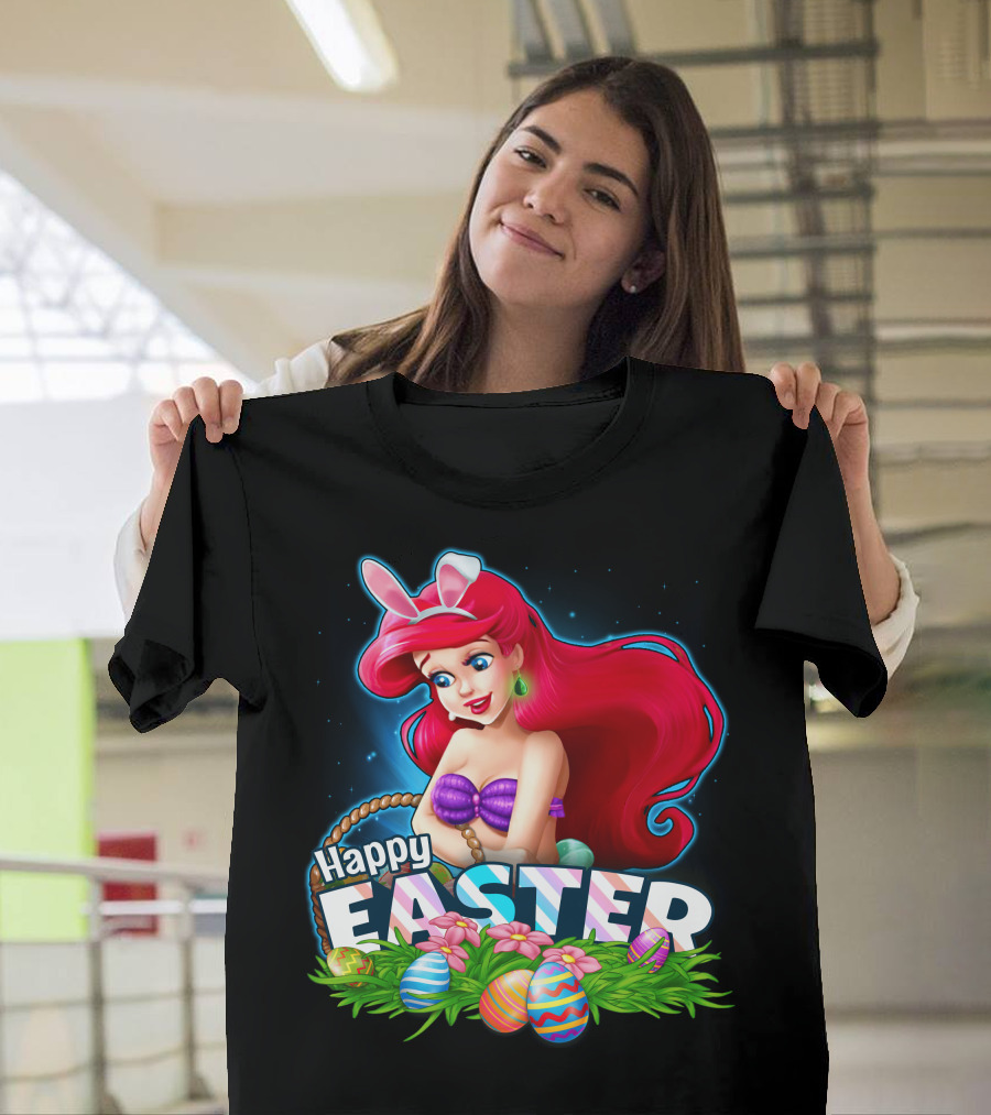 Happy Easter Ariel With Easter Eggs And Bunny Ears T-Shirt