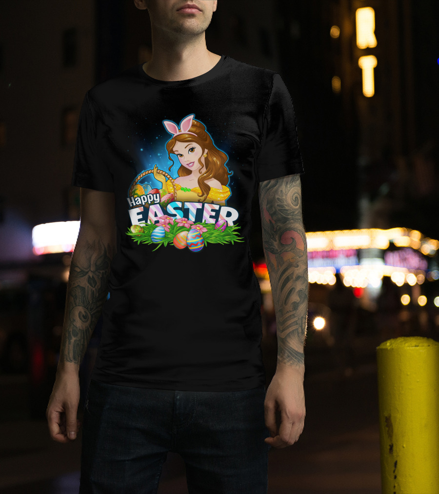 Happy Easter Bella Bunny Ears Basket And Painted Eggs T-Shirt