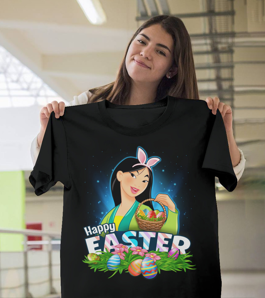 Happy Easter Mulan With Basket Of Colorful Eggs And Bunny Ears T-Shirt
