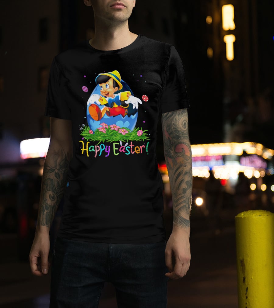 Happy Easter Pinocchio Egg And Flowers T-Shirt