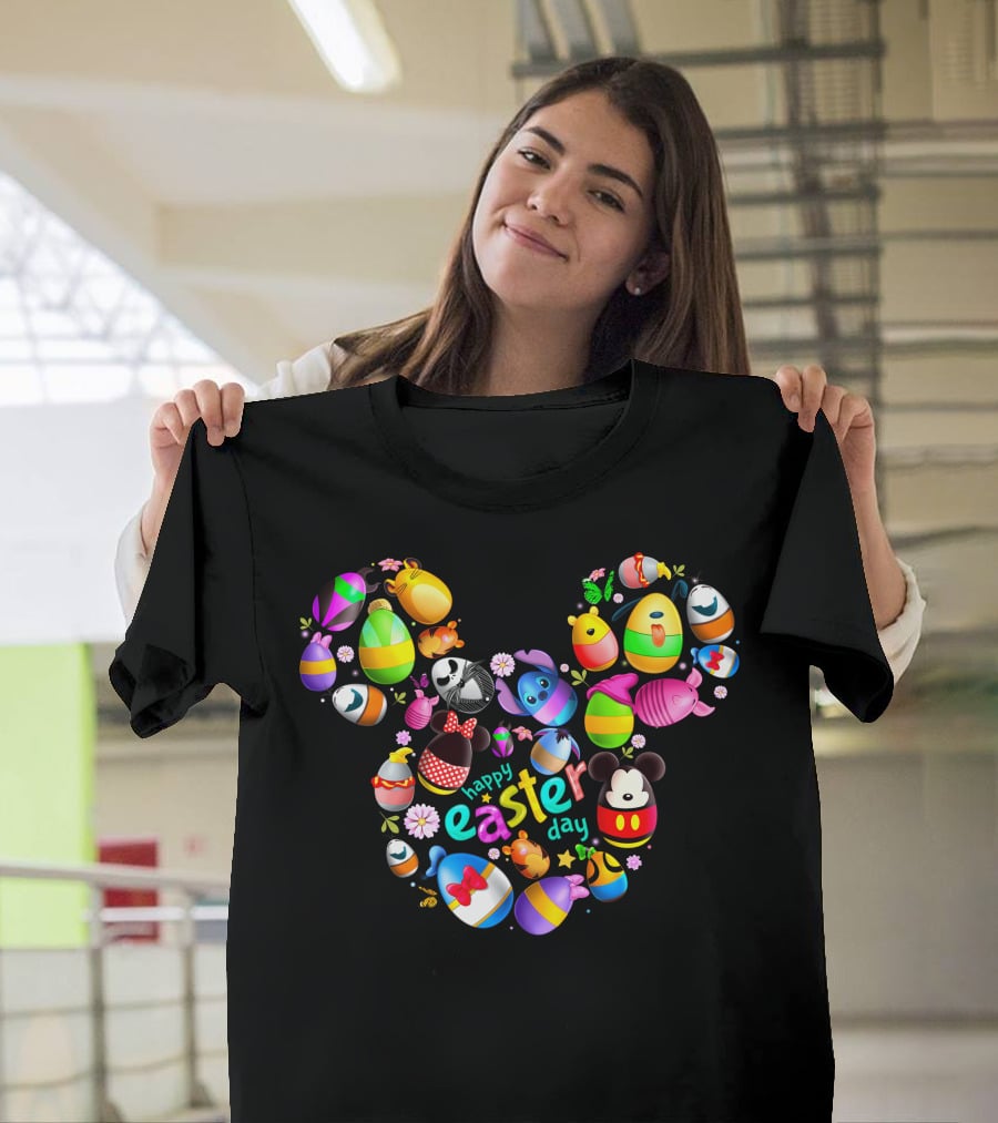 Disney Characters Easter Day Celebration In Iconic Mickey Ears Shape T-Shirt