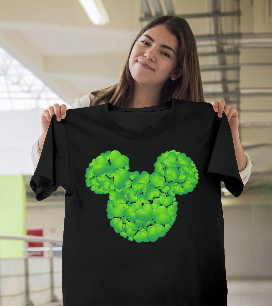 Mickey Shamrocks Green Clover Minnie Ears St. Patrick's Day T-Shirt