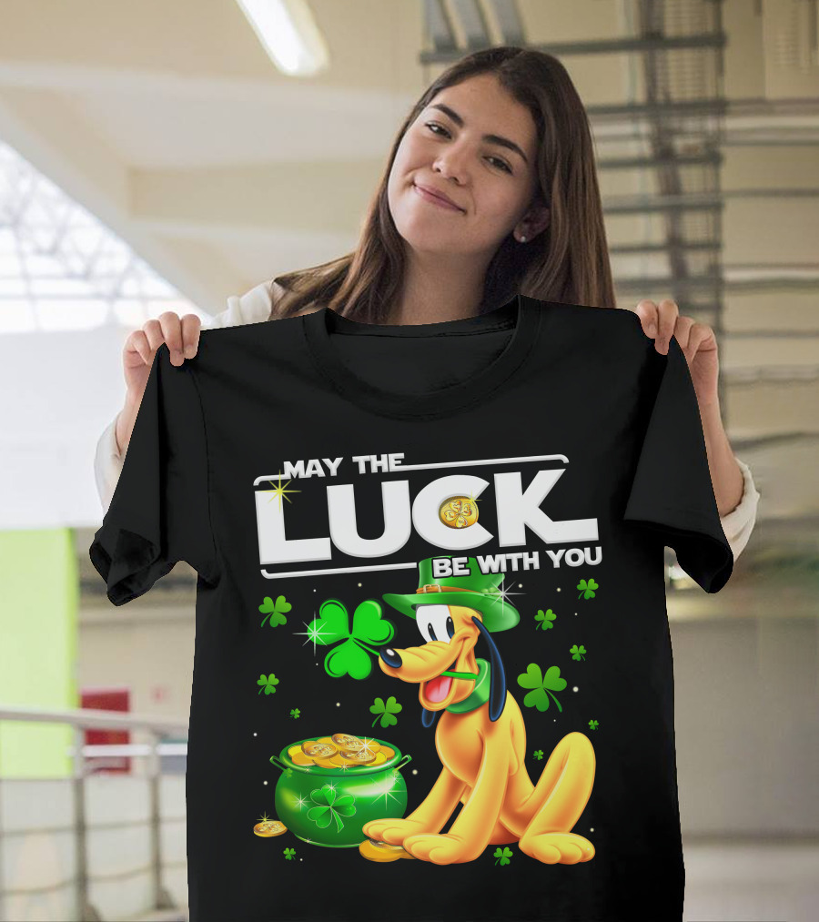 May The Luck Be With You Pluto Shamrock Coins Green Hat T-Shirt