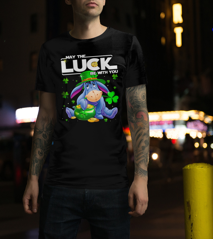 May The Luck Be With You Eeyore Leprechaun Clover Gold Coins T-Shirt