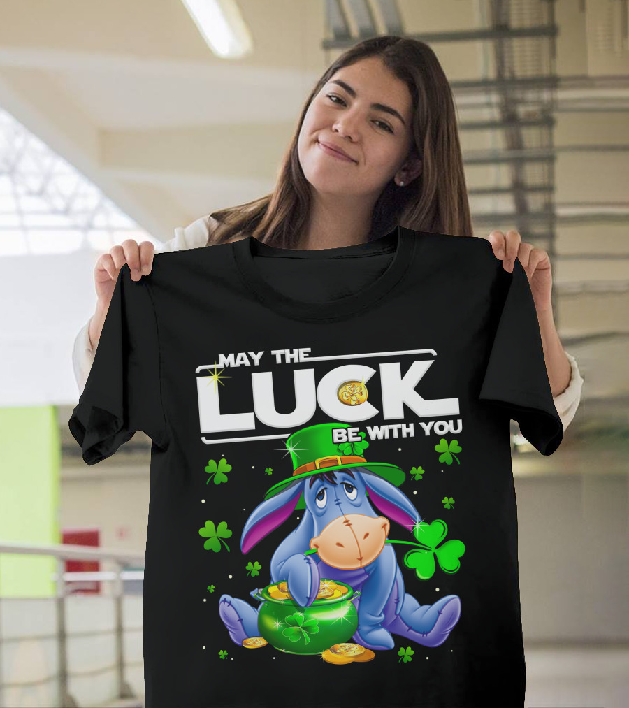 May The Luck Be With You Eeyore Leprechaun Clover Gold Coins T-Shirt