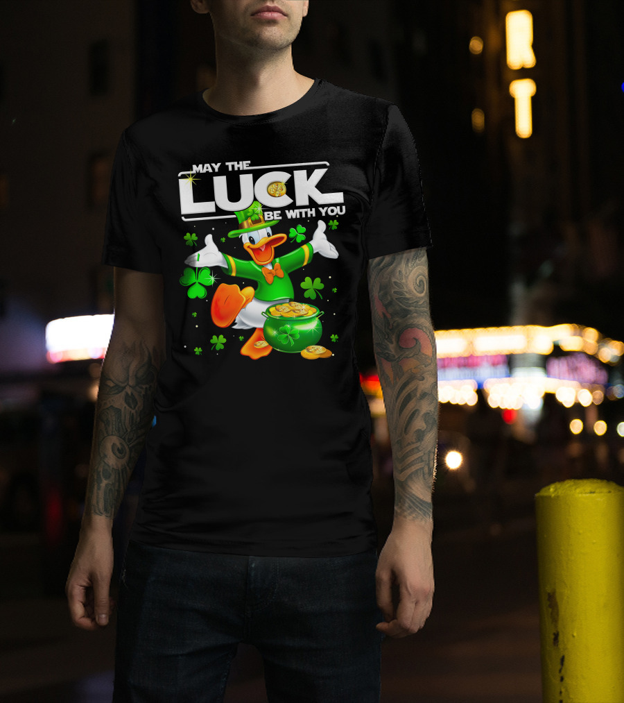 Donald May The Luck Be With You St. Patrick's Day Leprechaun Duck With Pot Of Gold T-Shirt