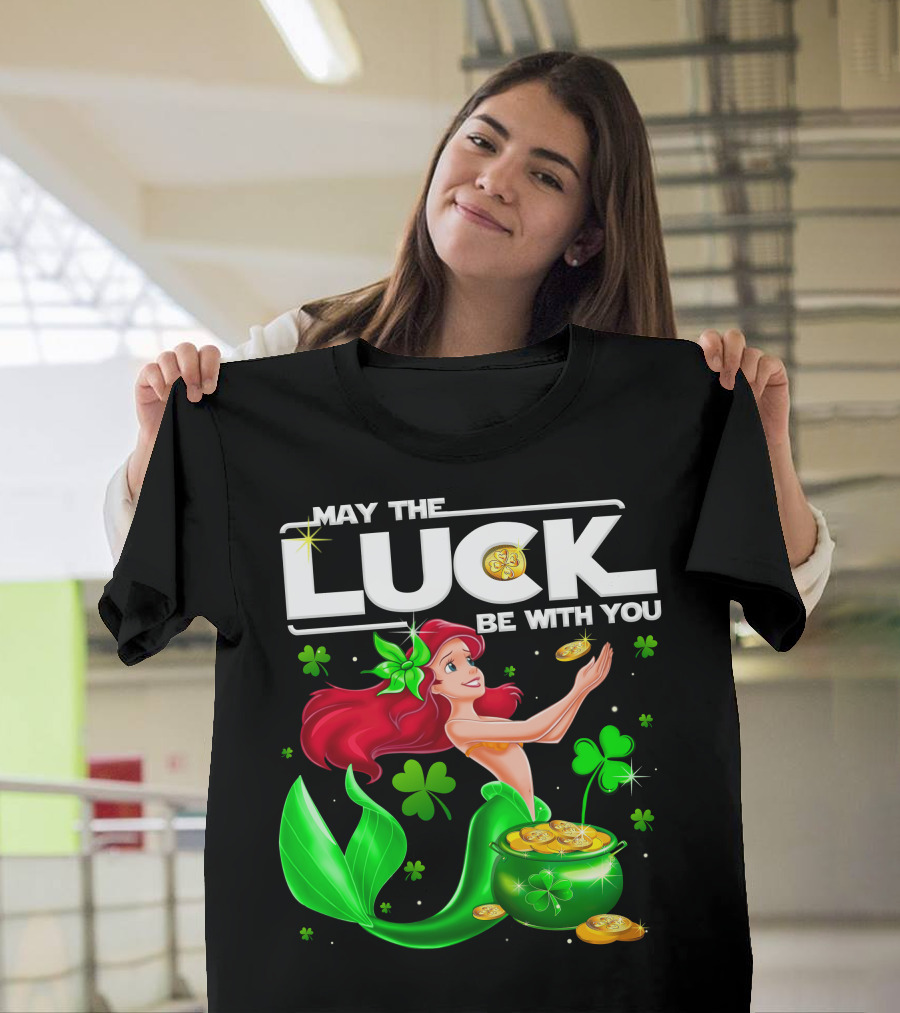 Ariel May The Luck Be With You Mermaid Shamrock Coins T-Shirt