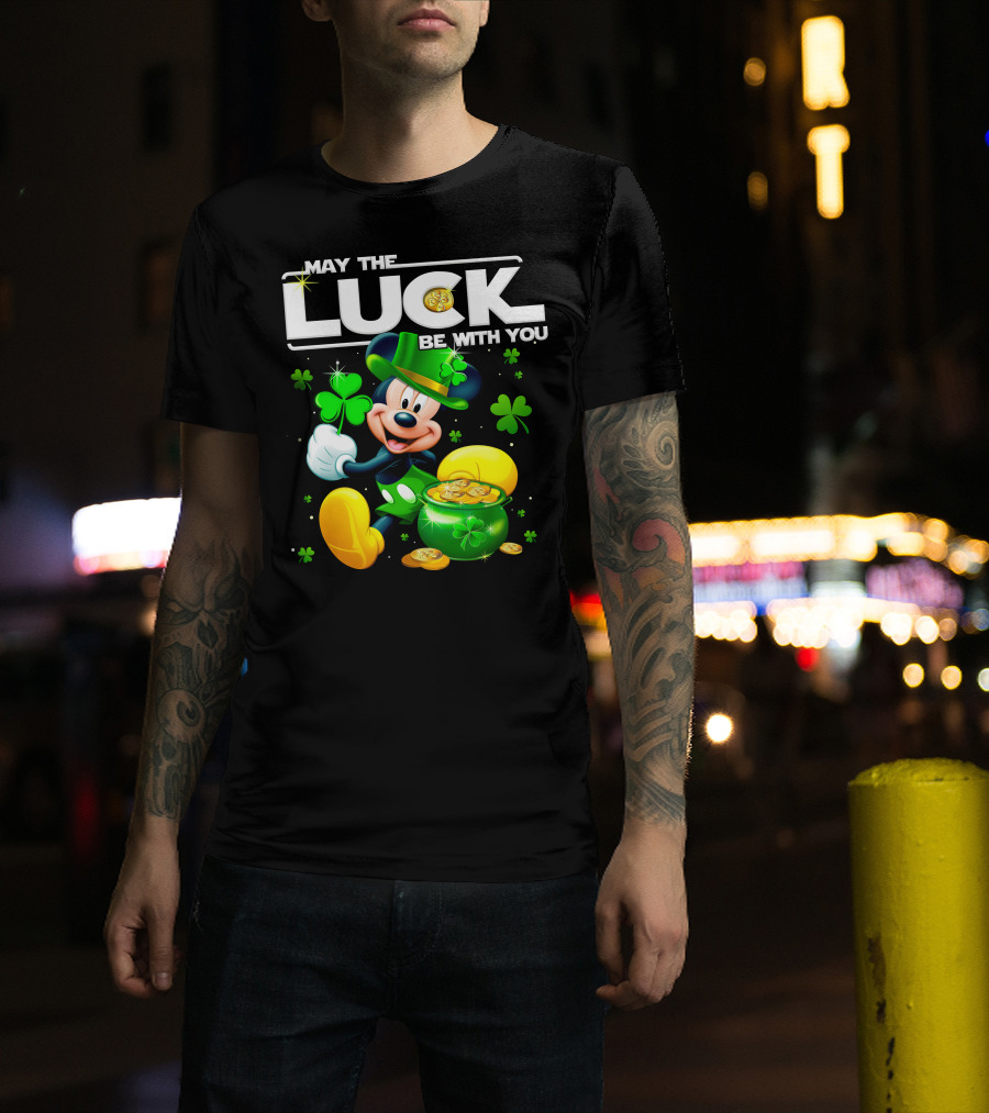 Mickey Mouse May The Luck Be With You Shamrock Coins T-Shirt