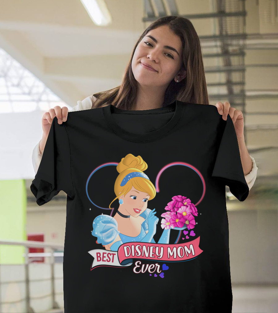 Best Disney Mom Ever Cinderella Flowers Hearts T-Shirt