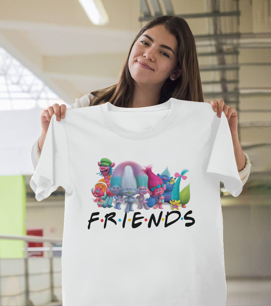 Trolls Cast With Friends Tv Show Font Style T-Shirt