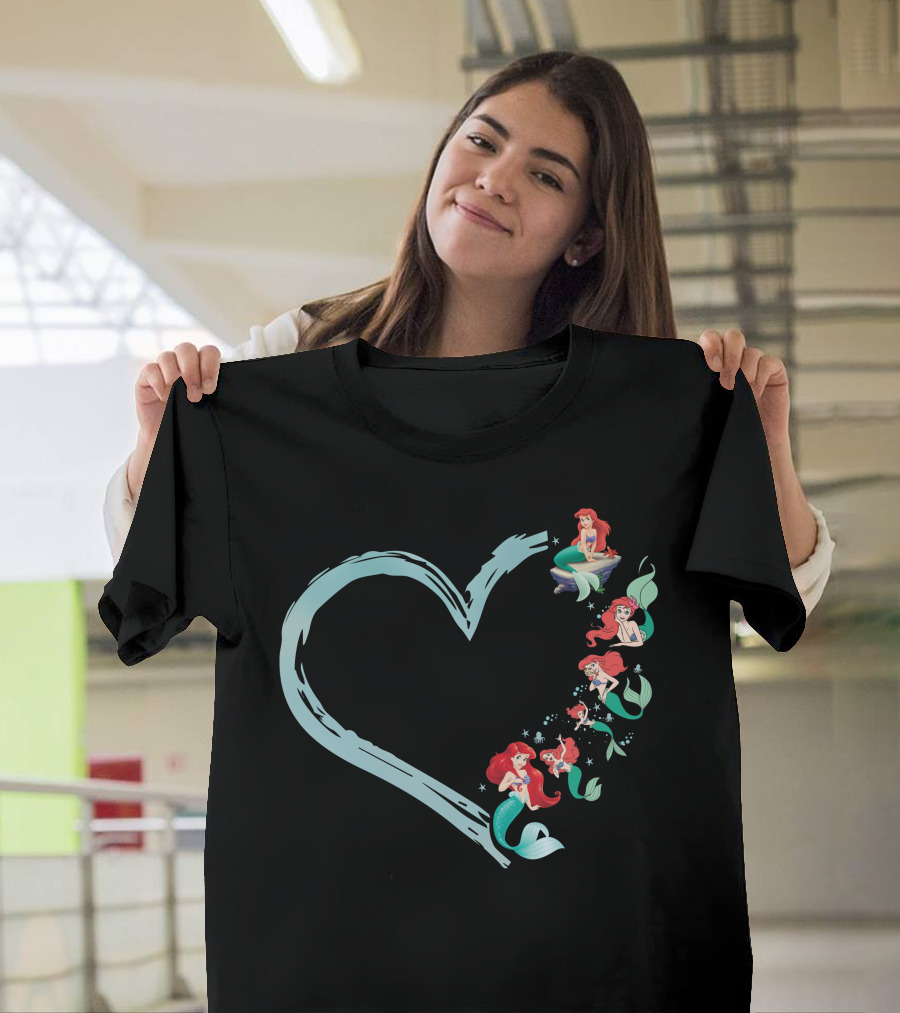 Ariel Heart Mermaid Art With Various Poses And Expressions T-Shirt