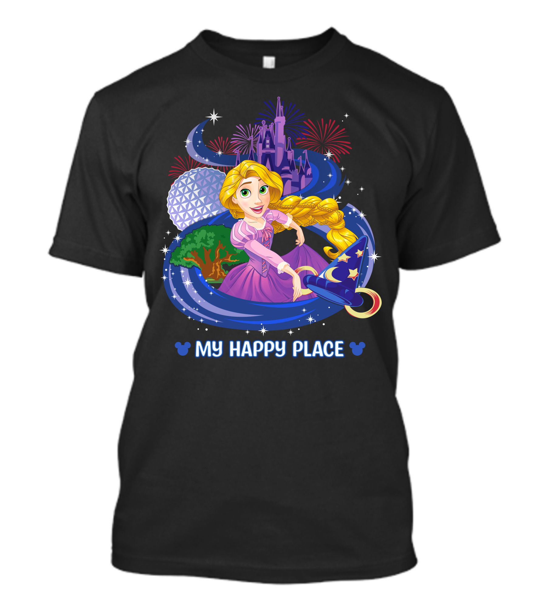 My Happy Place Rapunzel Disney Magic Kingdom Epcot Fireworks T-Shirt