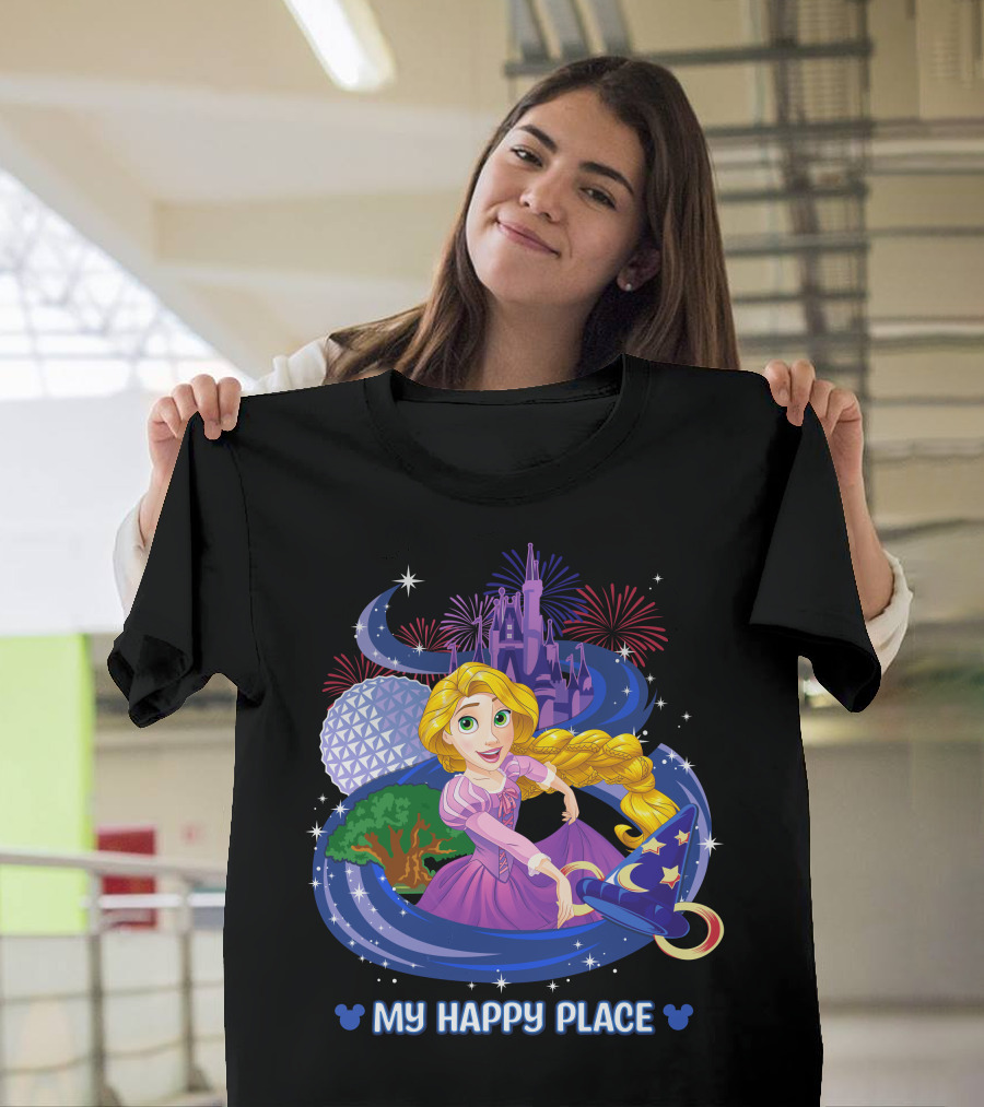 My Happy Place Rapunzel Disney Magic Kingdom Epcot Fireworks T-Shirt