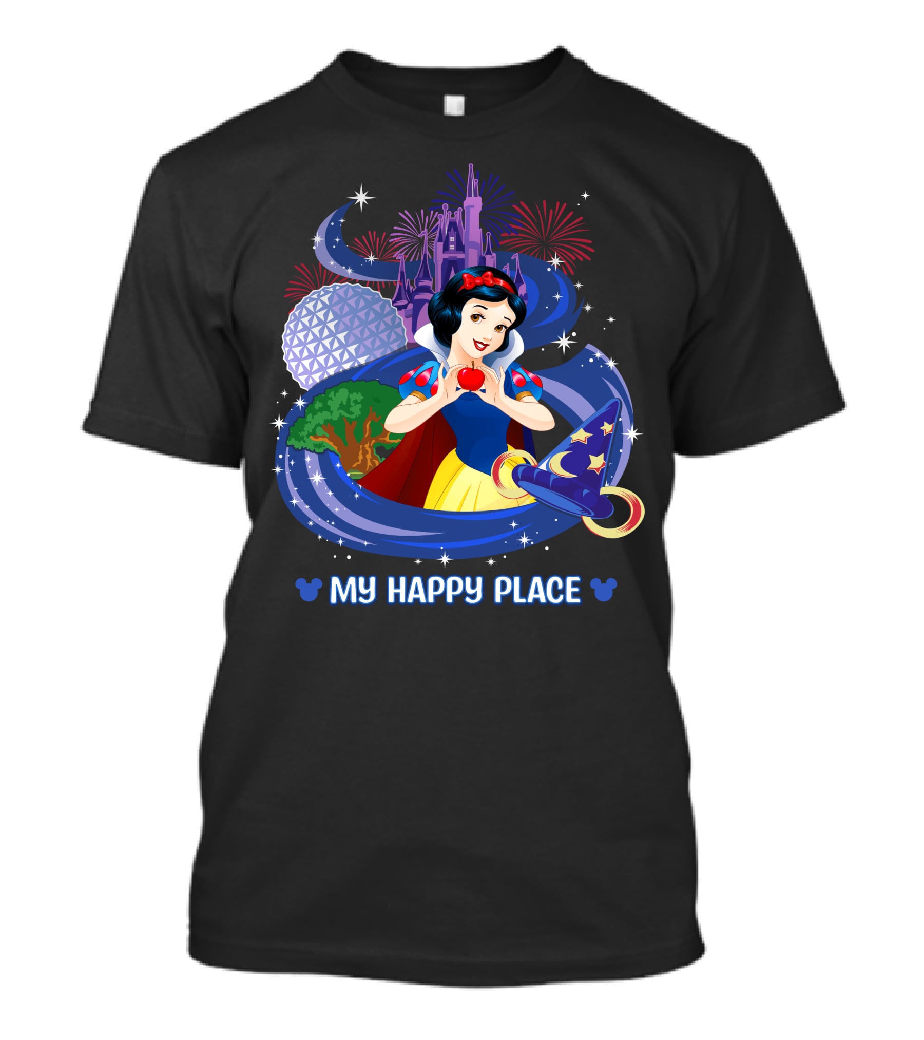 My Happy Place Snow White Disneyland Magic Kingdom Castle Fireworks Epcot T-Shirt