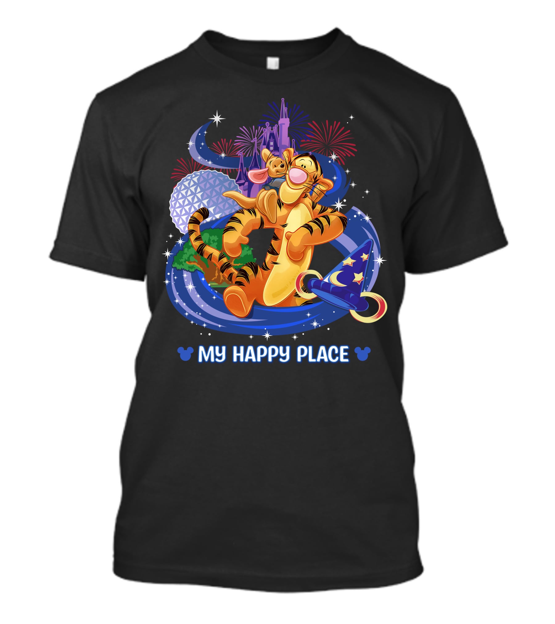 Tigger My Happy Place Disney Fireworks Epcot Magic Hat T-Shirt