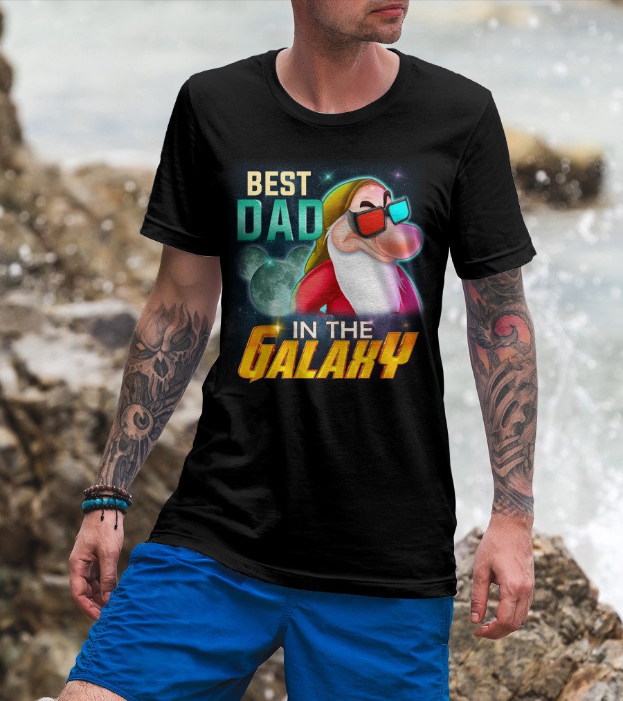Best Dad In The Galaxy Grumpy 3D Glasses Moon T-Shirt