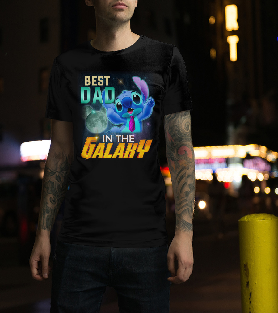 Best Dad IN The Galaxy Stitch T-Shirt