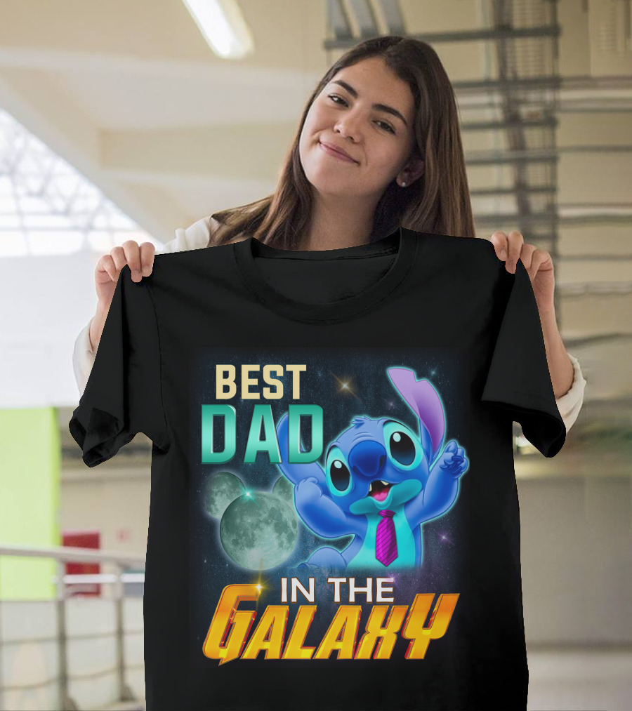 Best Dad IN The Galaxy Stitch T-Shirt