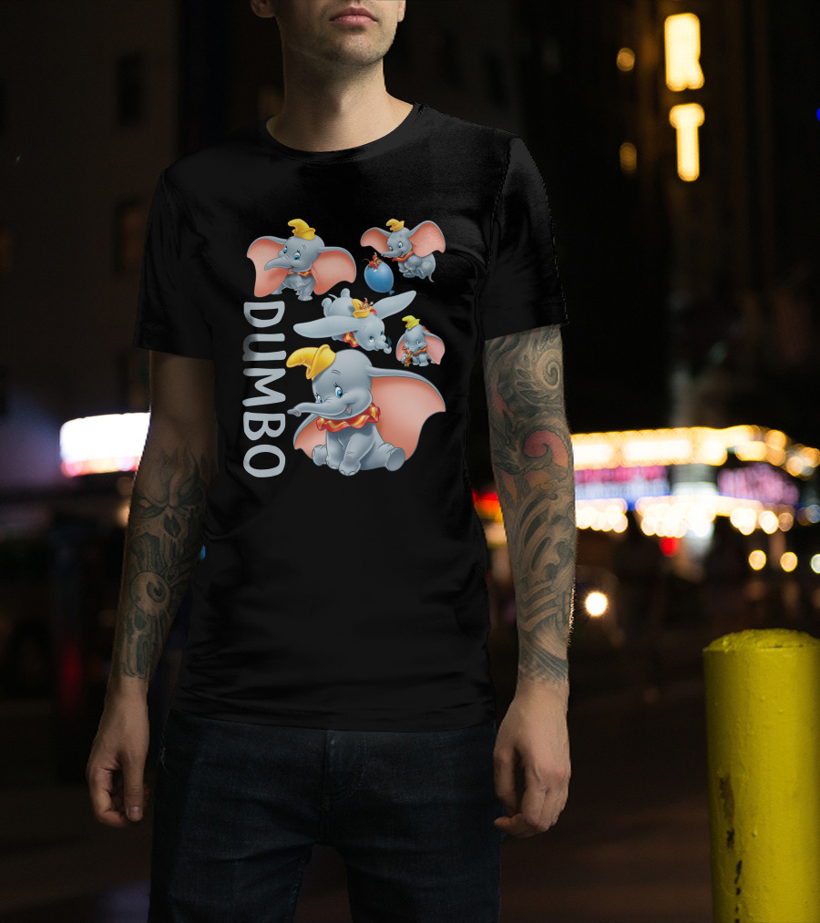 Dumbo Cute Flying Elephant With Yellow Hat And Pink Ears T-Shirt