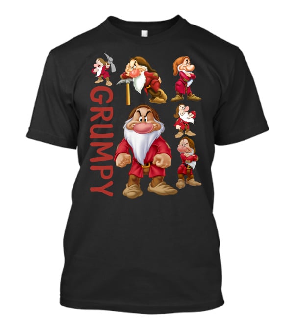 Grumpy Seven Dwarf Character Multiple Poses Classic Disney Mood T-Shirt