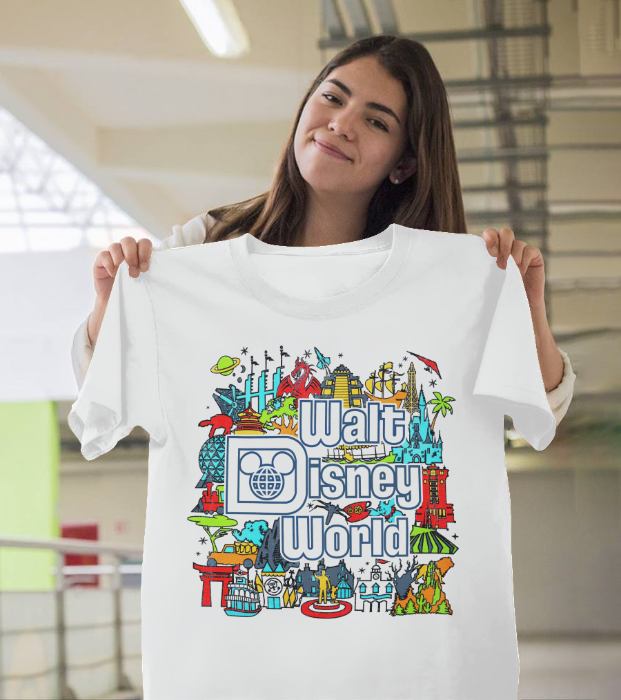 Walt Disney World Landmarks And Attractions Collage T-Shirt