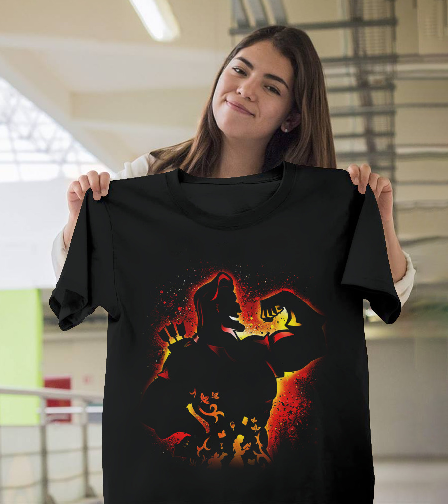 Hercules Silhouette With Mythical Elements And Fiery T-Shirt