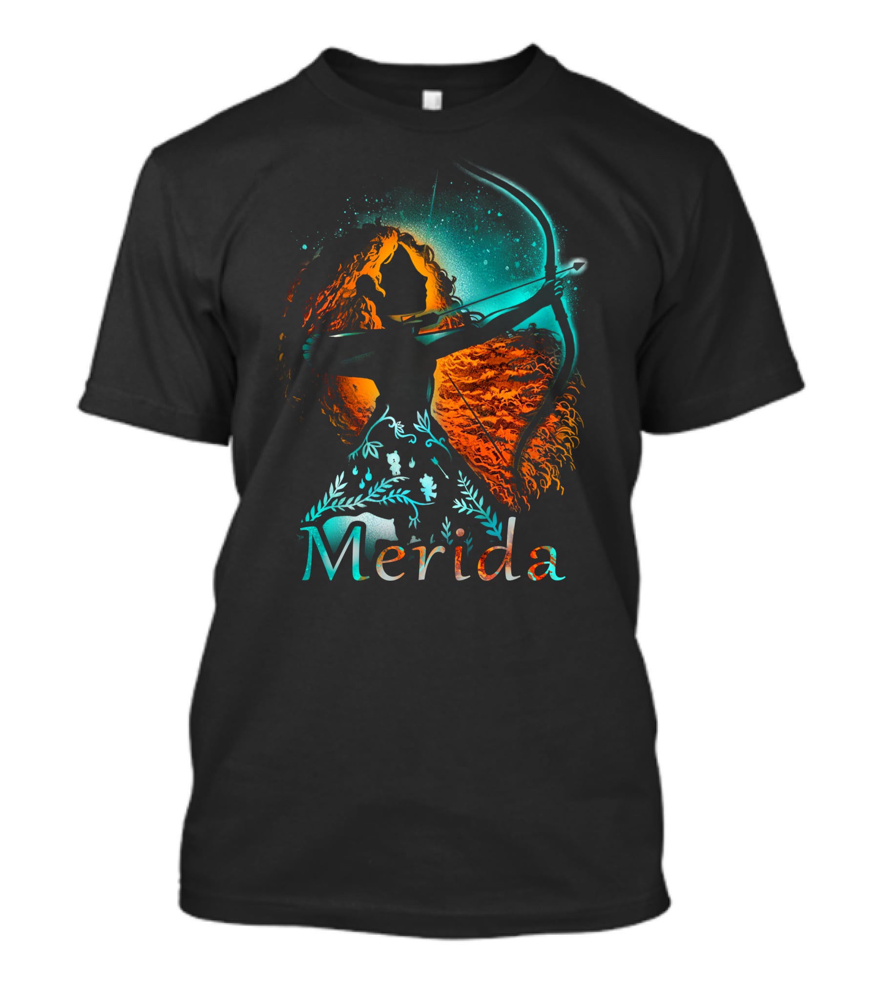 Merida Archer Silhouette With Bow And Fiery Hair T-Shirt