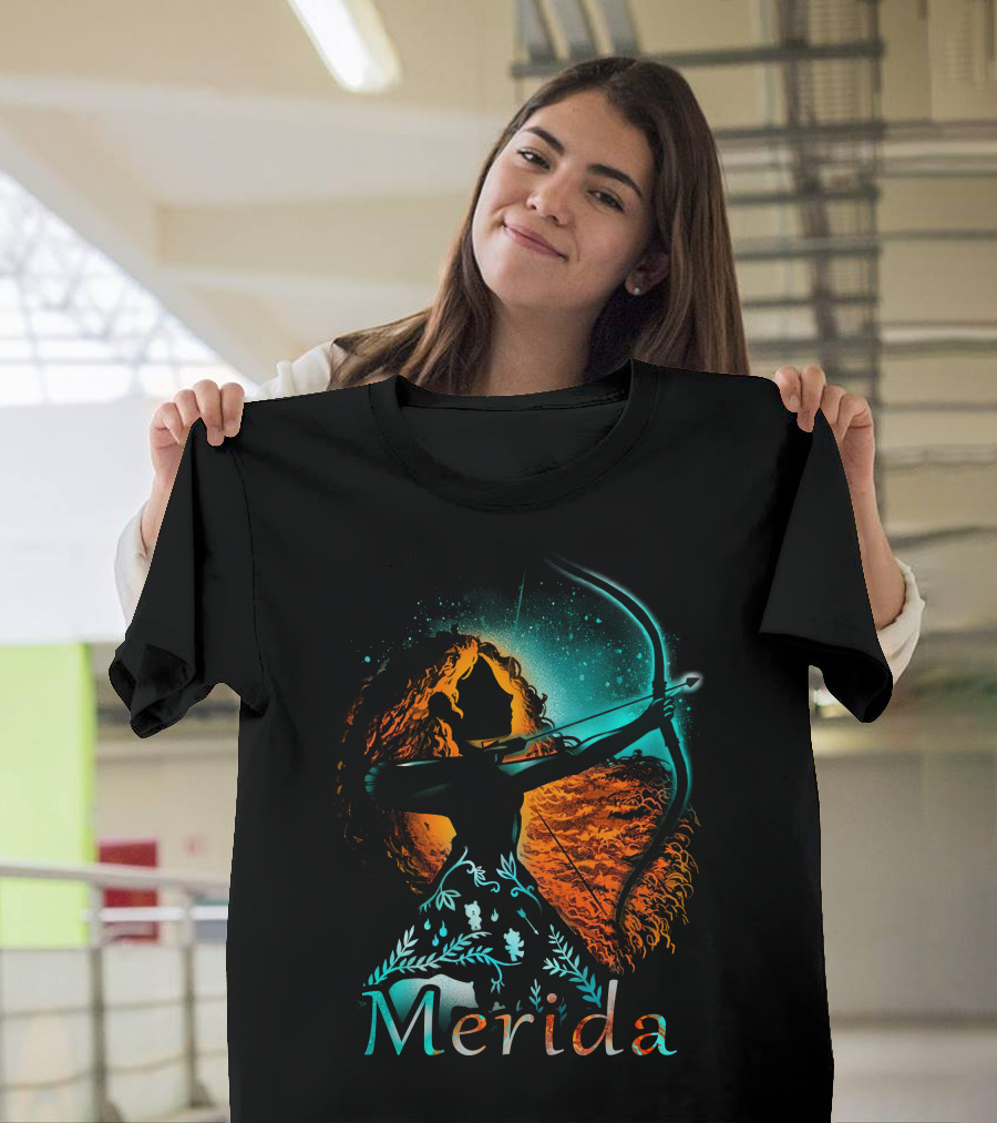 Merida Archer Silhouette With Bow And Fiery Hair T-Shirt